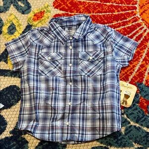Wrangler Kids Blue Plaid Button Down Shirt